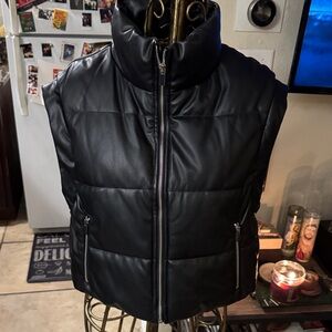 Zara Black faux  Leather vest
